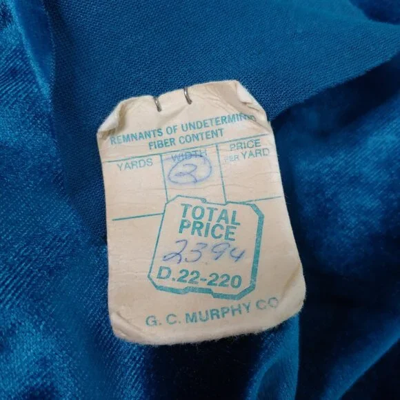 Vintage Velour Stretch Fabric Teal Blue 106x66" For Dresses Crafts Home READ - Picture 4 of 5
